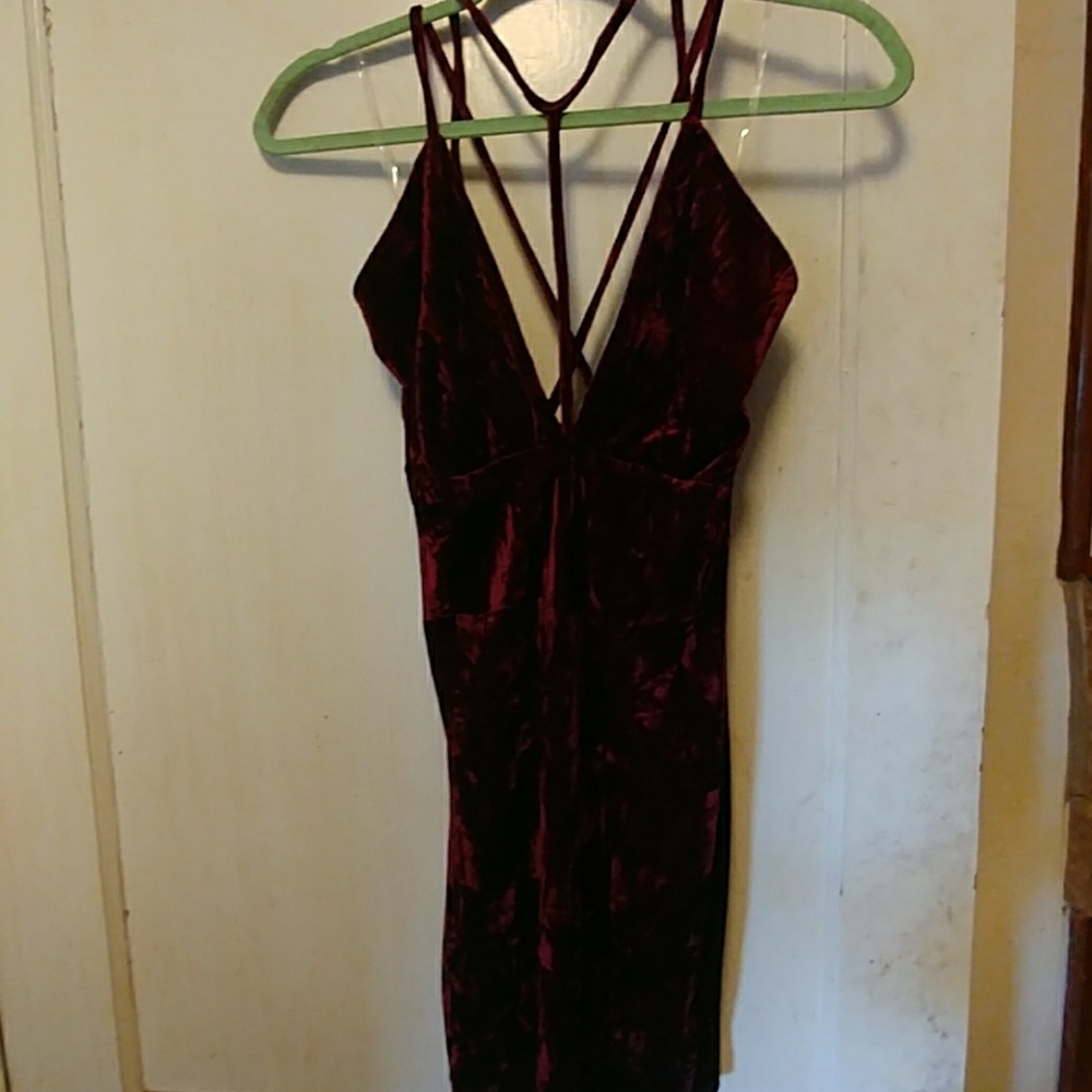 Burgundy velvet dress